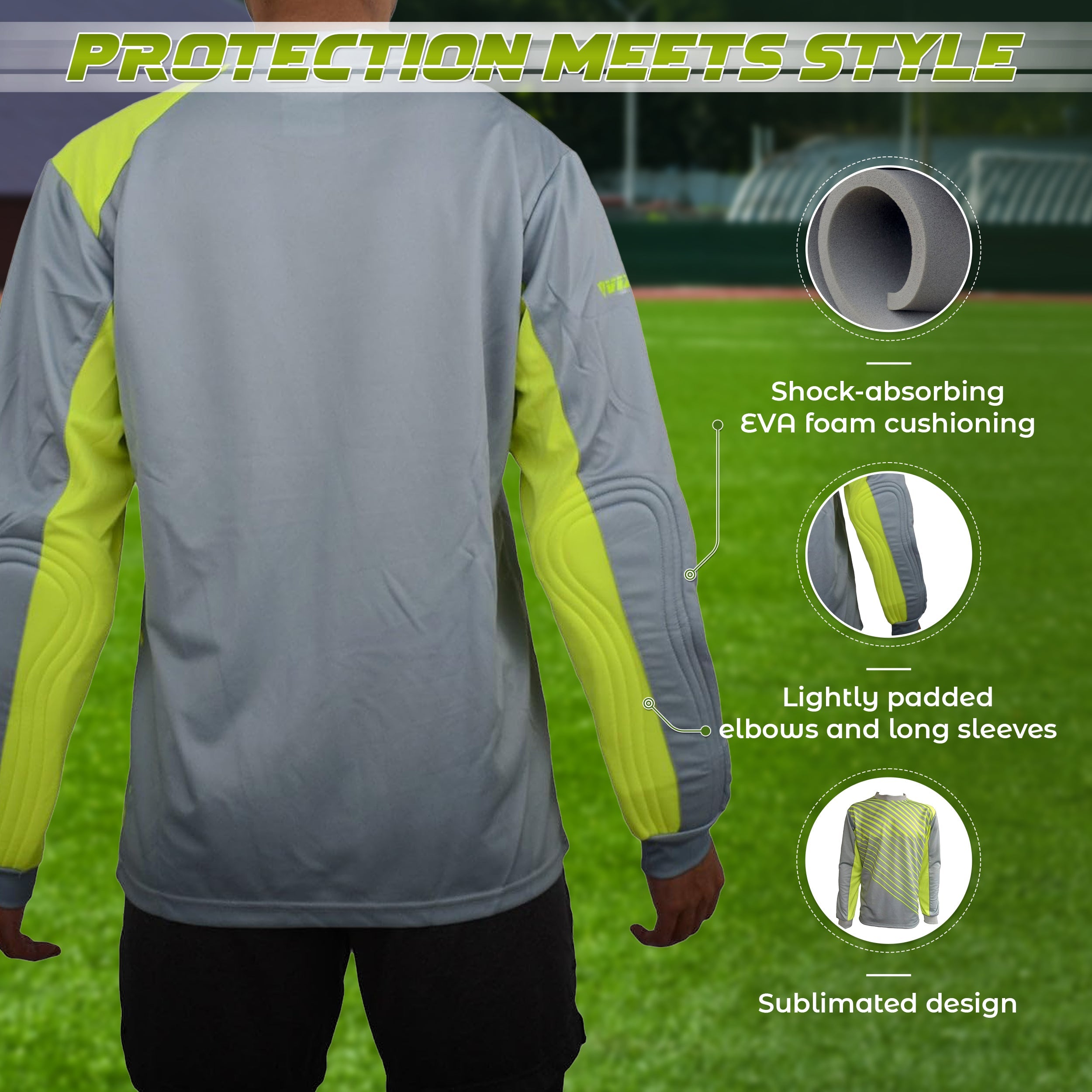 Vizari Arroyo Padded Long Sleeve Goalkeeper Jersey Grey/Yellow