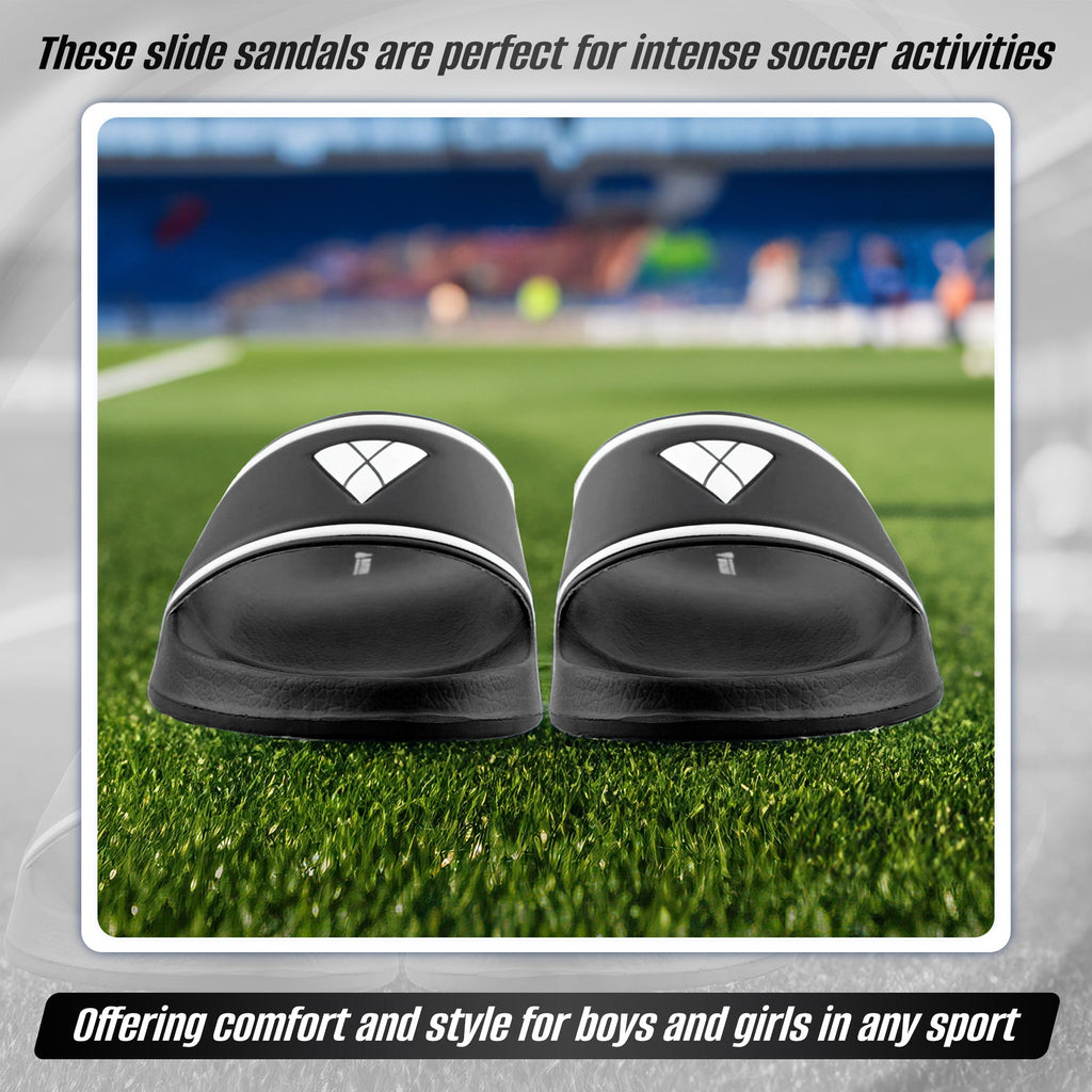 Youth Soccer Slide Sandals - Black - Vizari Sports