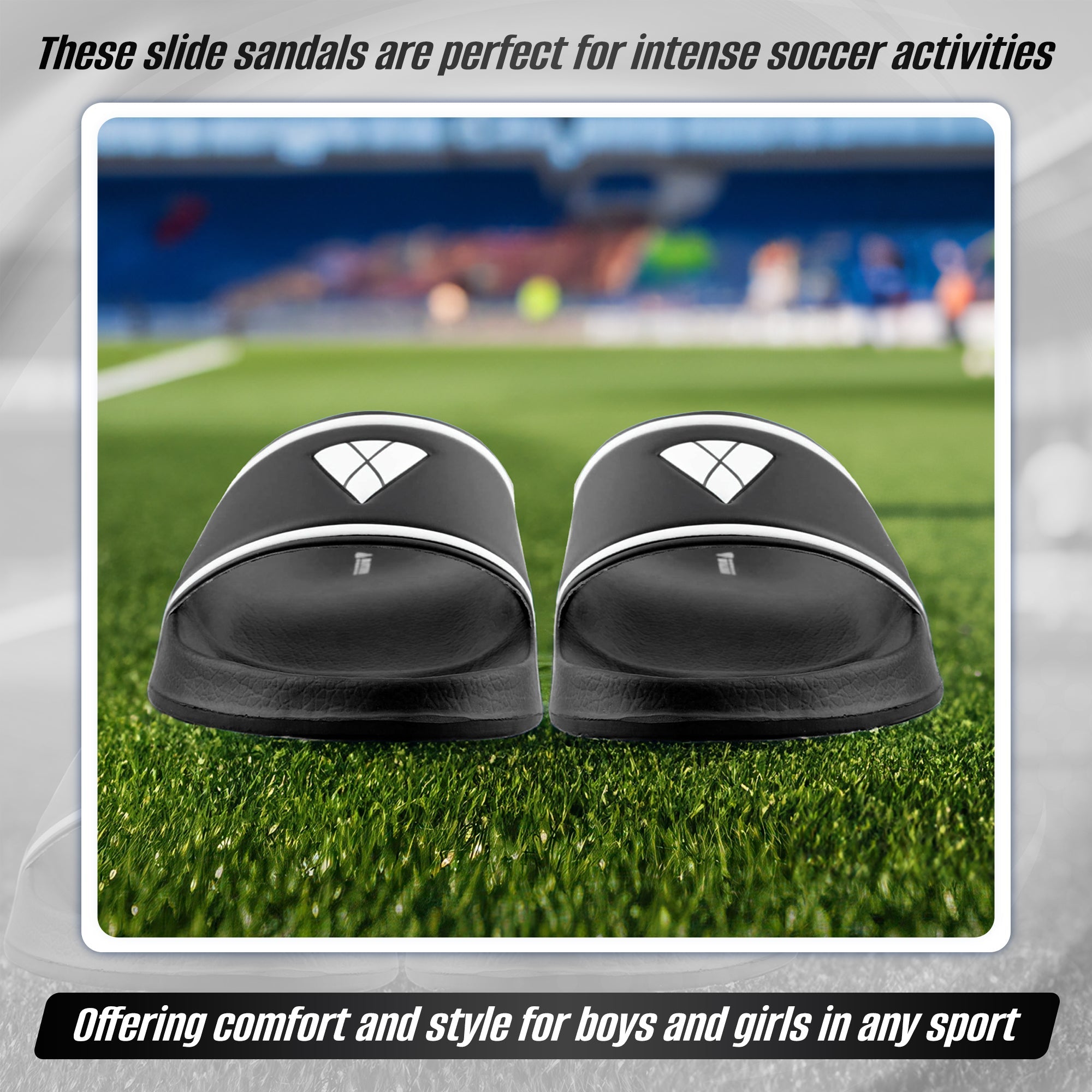 Youth Soccer Slide Sandals - Black - Vizari Sports