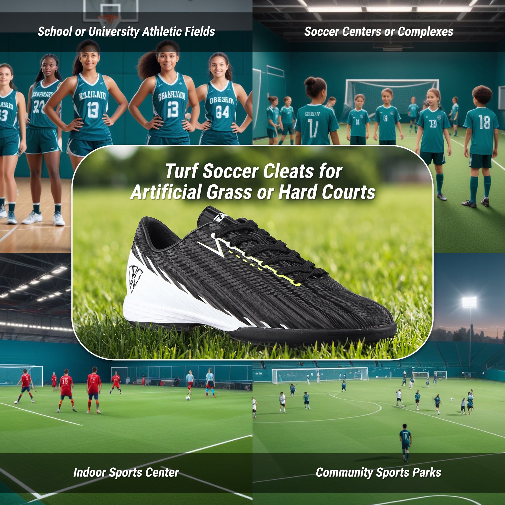 Tesoro Youth Turf Soccer Shoes -Black/White - Vizari Sports