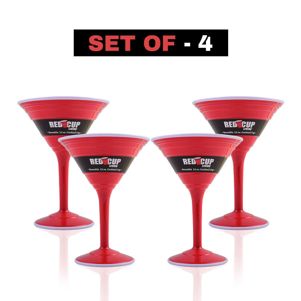 Redcupliving 12oz Reusable Cocktail Cups | BPA-Free Double-Wall Red Drinkware