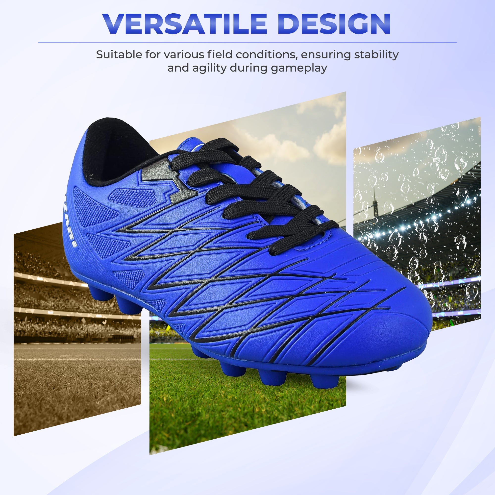 Boca Firm Ground Soccer Cleats - Blue/Black - Vizari Sports