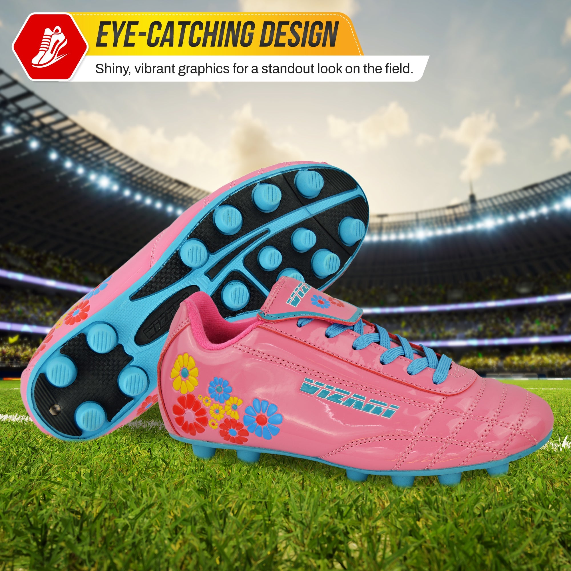 Blossom Firm Ground Soccer Shoes-Pink/Blue - Vizari Sports