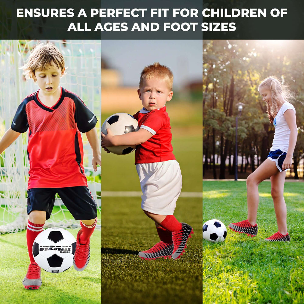 Vizari Bolt Youth Firm Ground Soccer Cleats – Red/Black/Silver