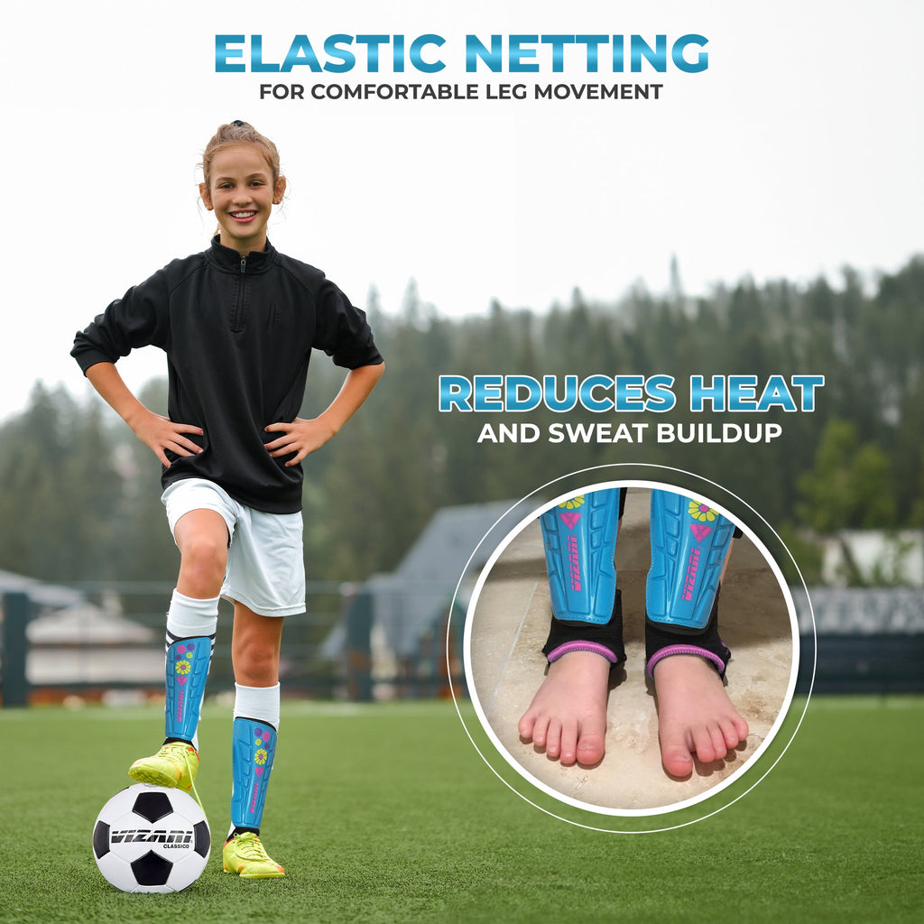 Blossom Soccer Shin Guard-Blue - Vizari Sports