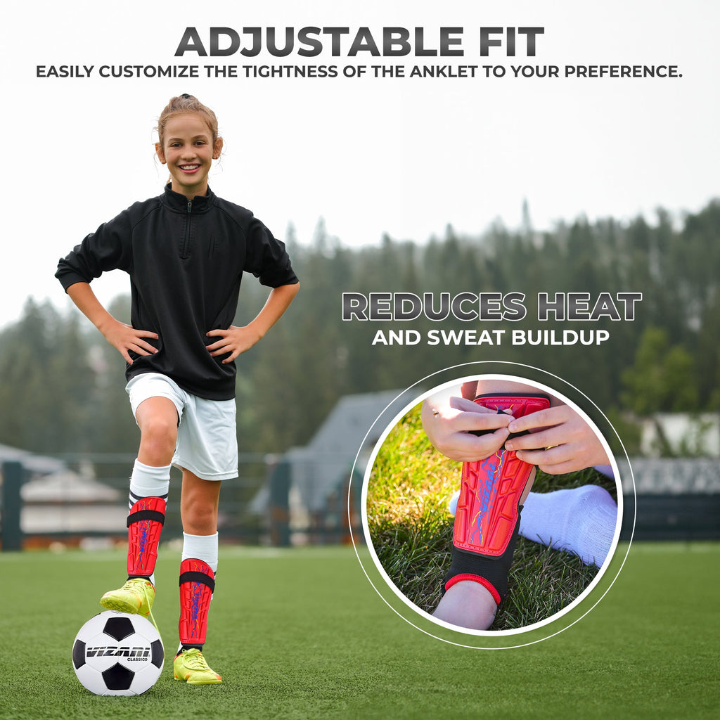 Zodiac Soccer Shin Guard with Detachable Ankle Protection-Red - Vizari Sports