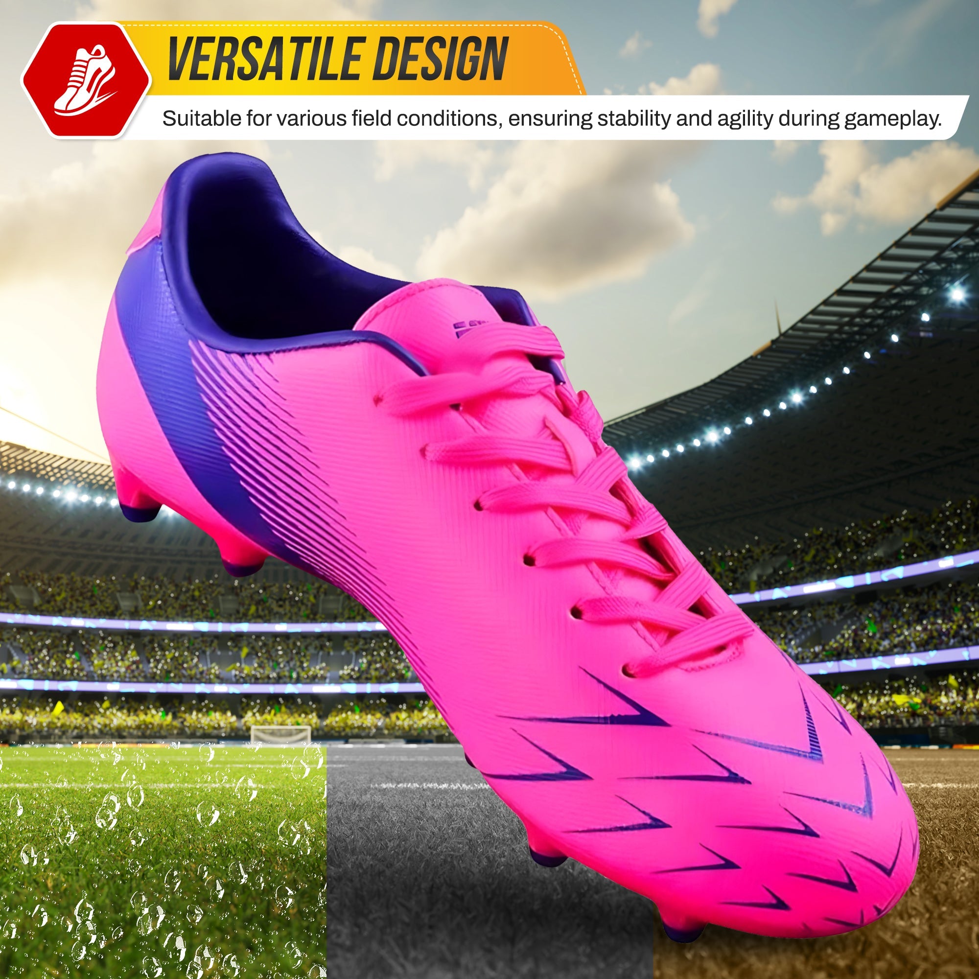 Ranger Firm Ground Soccer Shoes -Pink/Purple - Vizari Sports