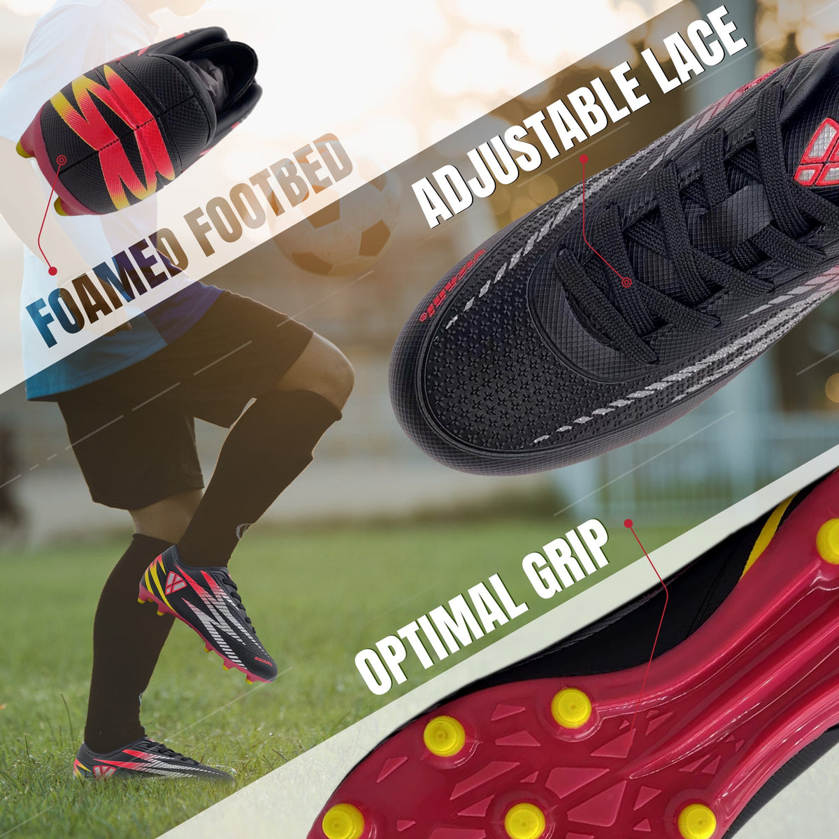 Vizari Bodega Junior Firm Ground Soccer Cleats – Black