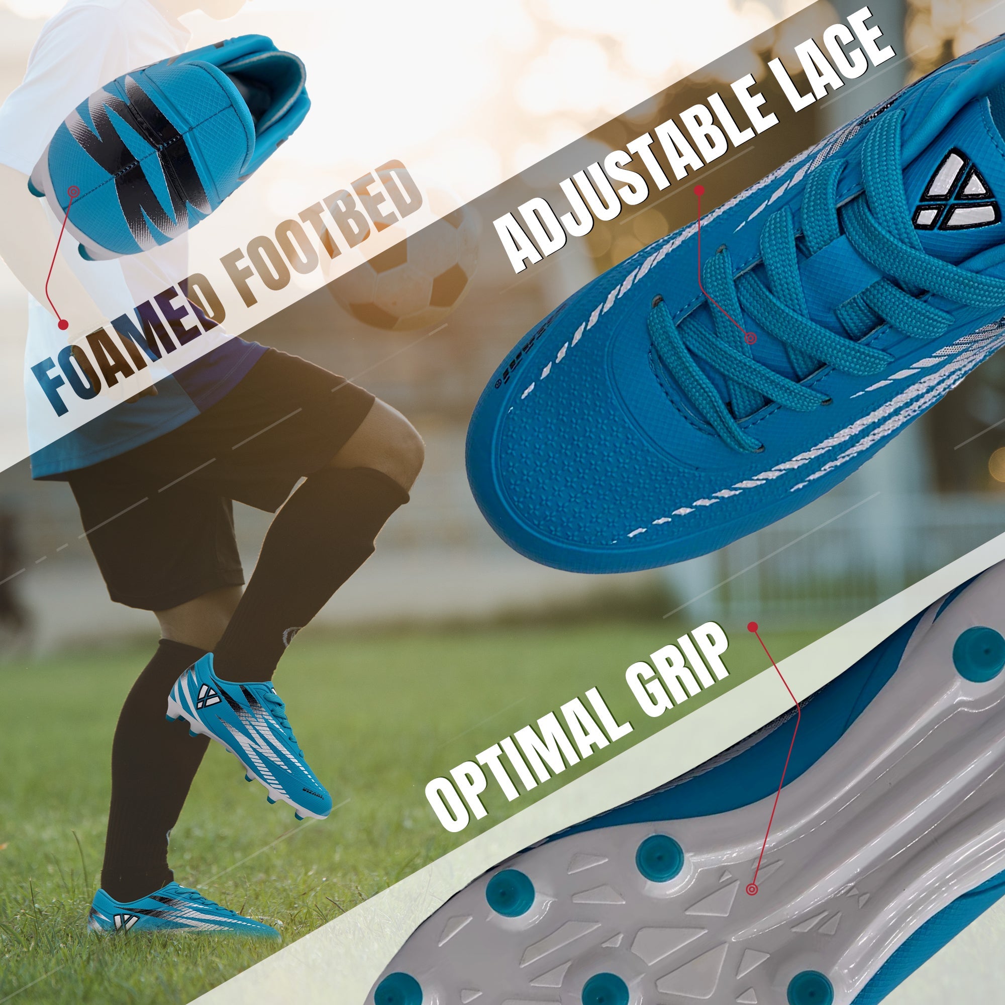 Vizari Bodega Junior Firm Ground Soccer Cleats Sky/White
