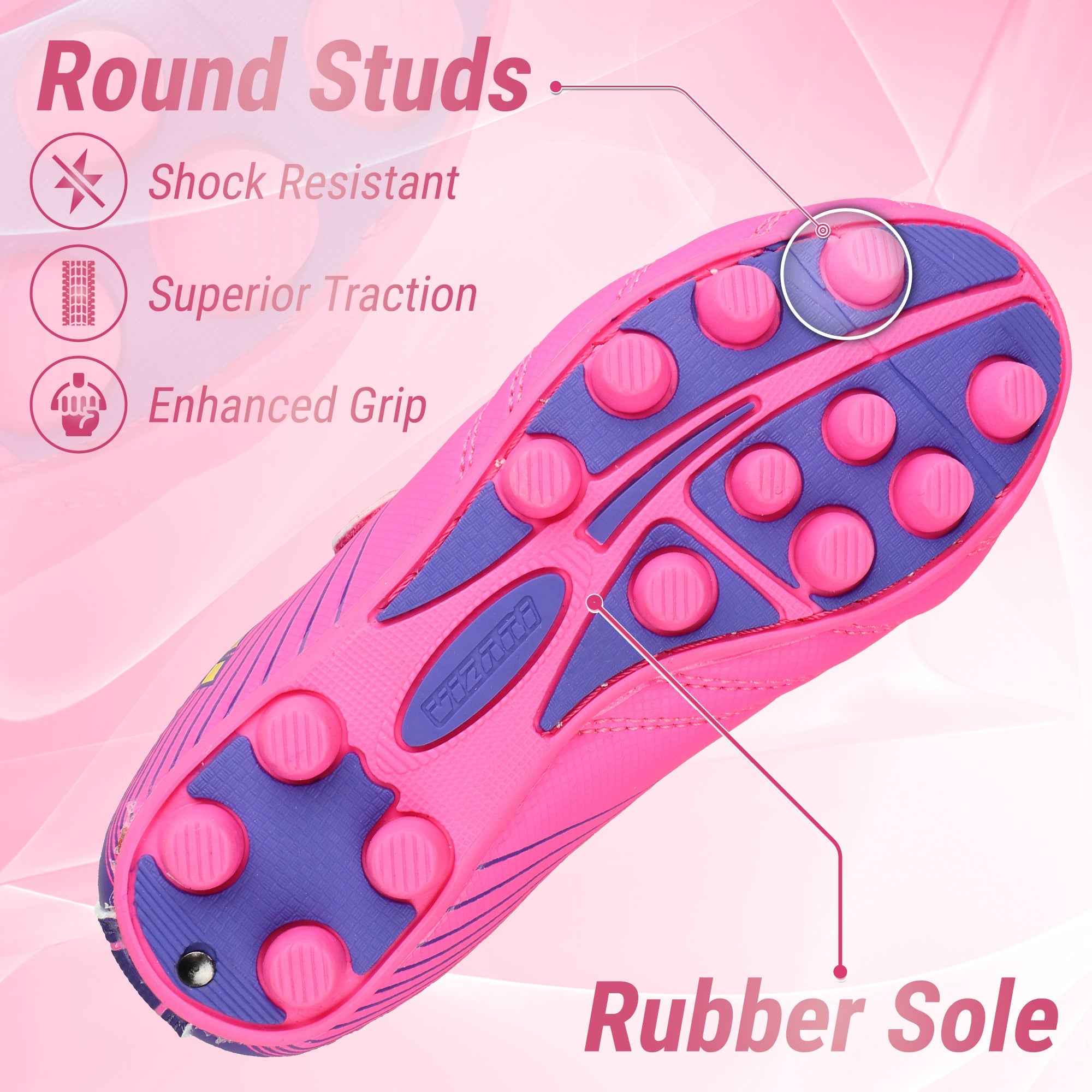 Vizari Loma Velcro Firm Ground Soccer Cleats - PInk/Purple