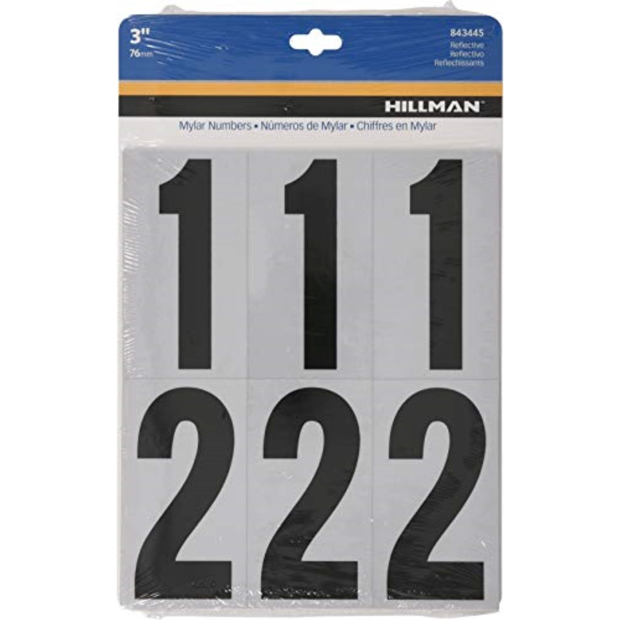 5027200 Numbers 0-9 Blk 3'''' 26Pc Hillman 3 In. Reflective Black Mylar Self-Adhesive Number Set 0-9 26 Pc (Pack Of 6)