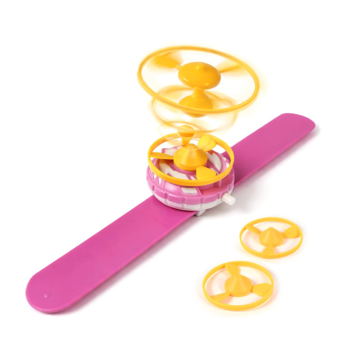 Kolorfish Indoor Outdoor Play Spinning And Flying Disc Slap Wristband Disc Launcher Slap Band With Frisbee Toys For Kids (Pink)