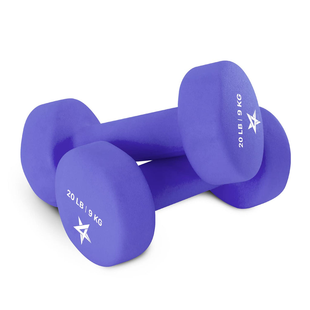Yes4All 20Lbs Pair Non-Slip, Hexagon Neoprene Dumbbells Hand Weights Set For Muscle Toning, Strength Building, Weight Loss (Medi