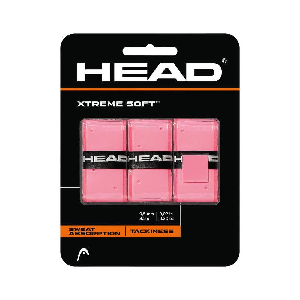 Head Xtreme Soft Racquet Overgrip Tennis Racket Grip Tape 3 Pack Pink, White, Pack Us