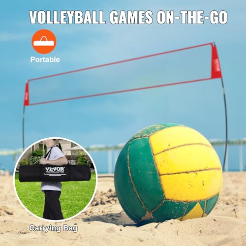 Vevor Freestanding Volleyball Training Net For Indoor Or Outdoor Use, Adjustable Height Portable Net System With Carrying Bag, P