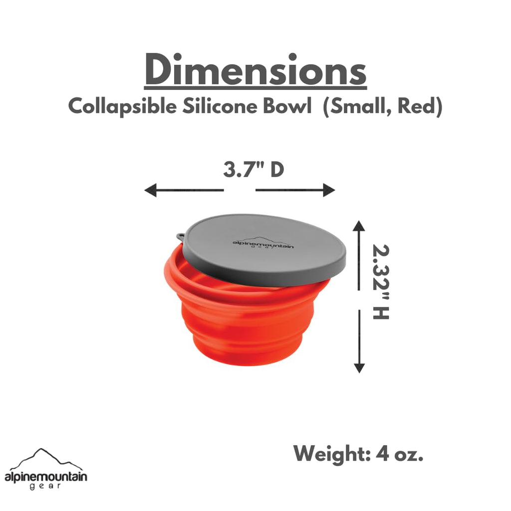 Collapsible Silicone Bowl With Lid For Camping And Backpacking - Camping Dishware Gear Essentials In Small/Red (Made By Caddis S
