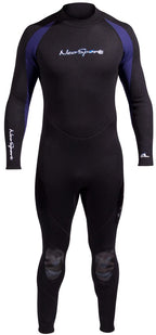 Neosport 5Mm Men?S Neoprene Backzip Jumpsuits-Black/Blue-Medium