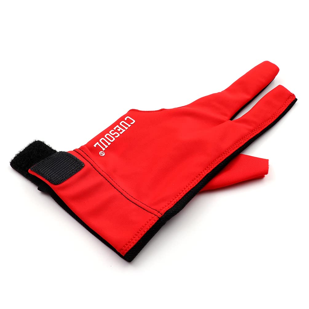 Cuesoul Professional Billiard Gloves Red-Wear On Left Hand Size M
