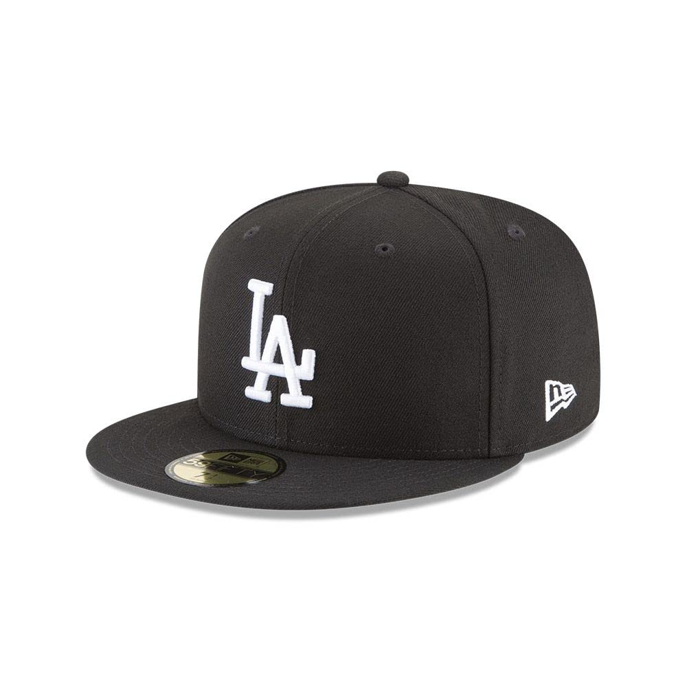 New Era 59Fifty Hat Mlb Basic Los Angeles Dodgers La Black/White Fitted Baseball Cap (7)