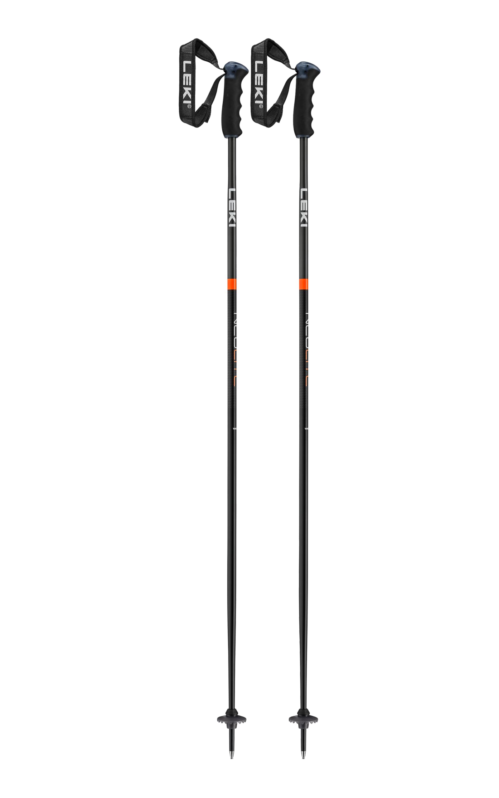 LEKI Neolite Airfoil Lightweight Aluminum Ski Poles for Alpine Skiing - Black-Dark Anthracite-Neonorange - 125 cm