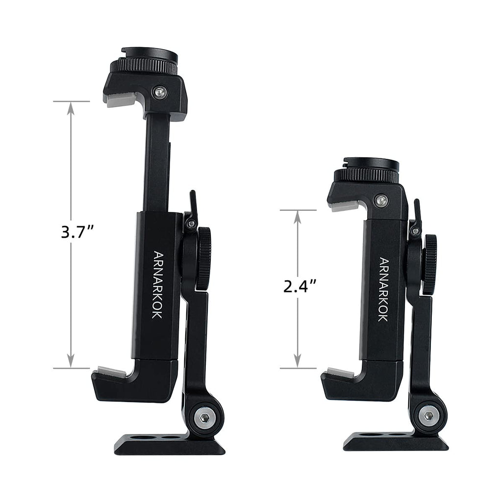 Arnarkok Metal Phone Tripod Mount W Rotatable Cold Shoe,360 Rotation  Tilt Angle,Compatible With Iphone Cell Phone Tripod Mount