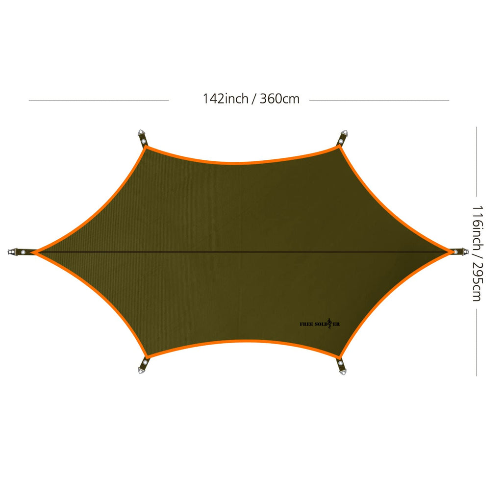 Free Soldier Waterproof Portable Tarp Multifunctional Outdoor Camping Traveling Awning Backpacking Tarp Shelter Rain Tarp (Green