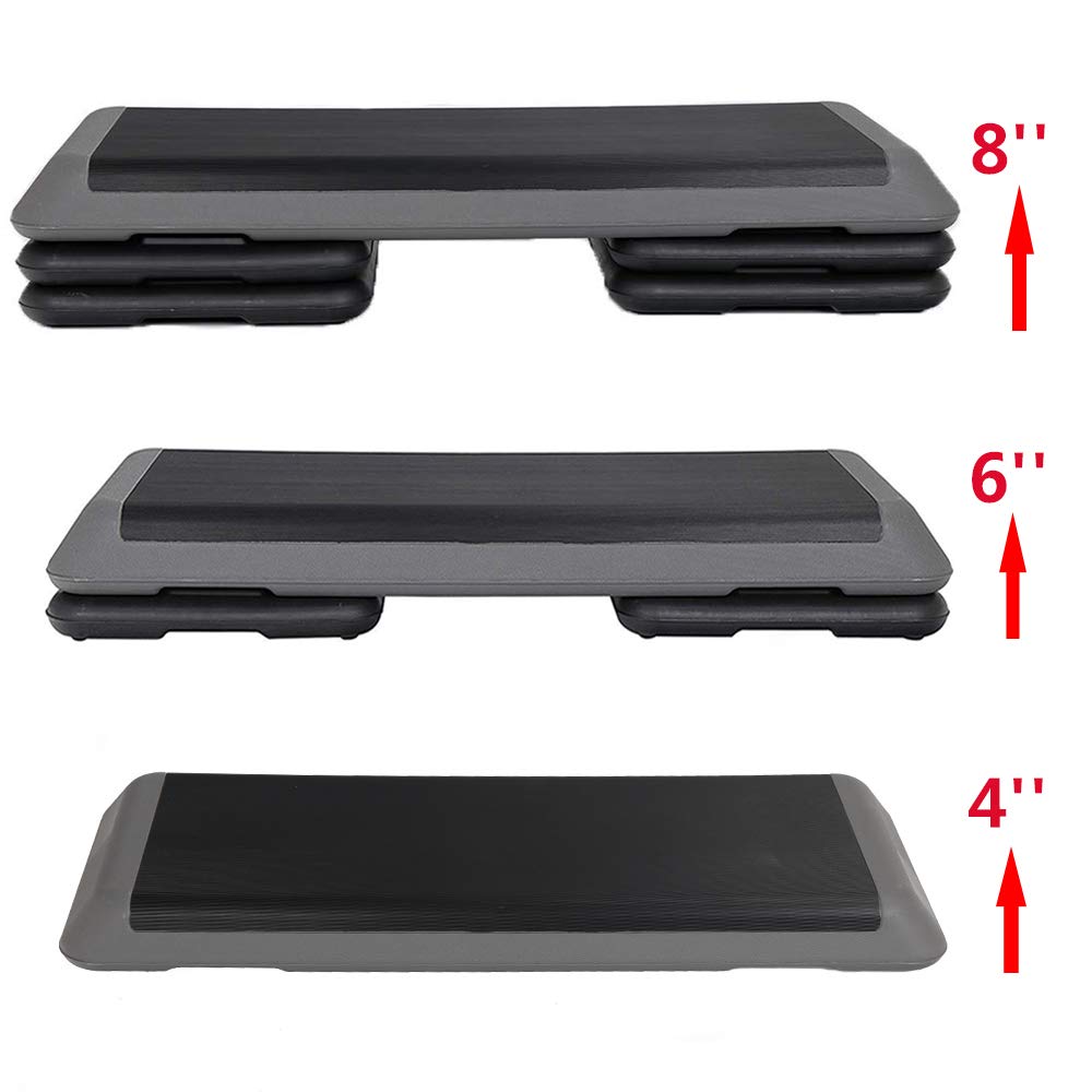 Homgarden 43'' Adjustable Aerobic Stepper Workout Step W/ 4 Risers Fitness & Exercise Platform Trainer Stepper