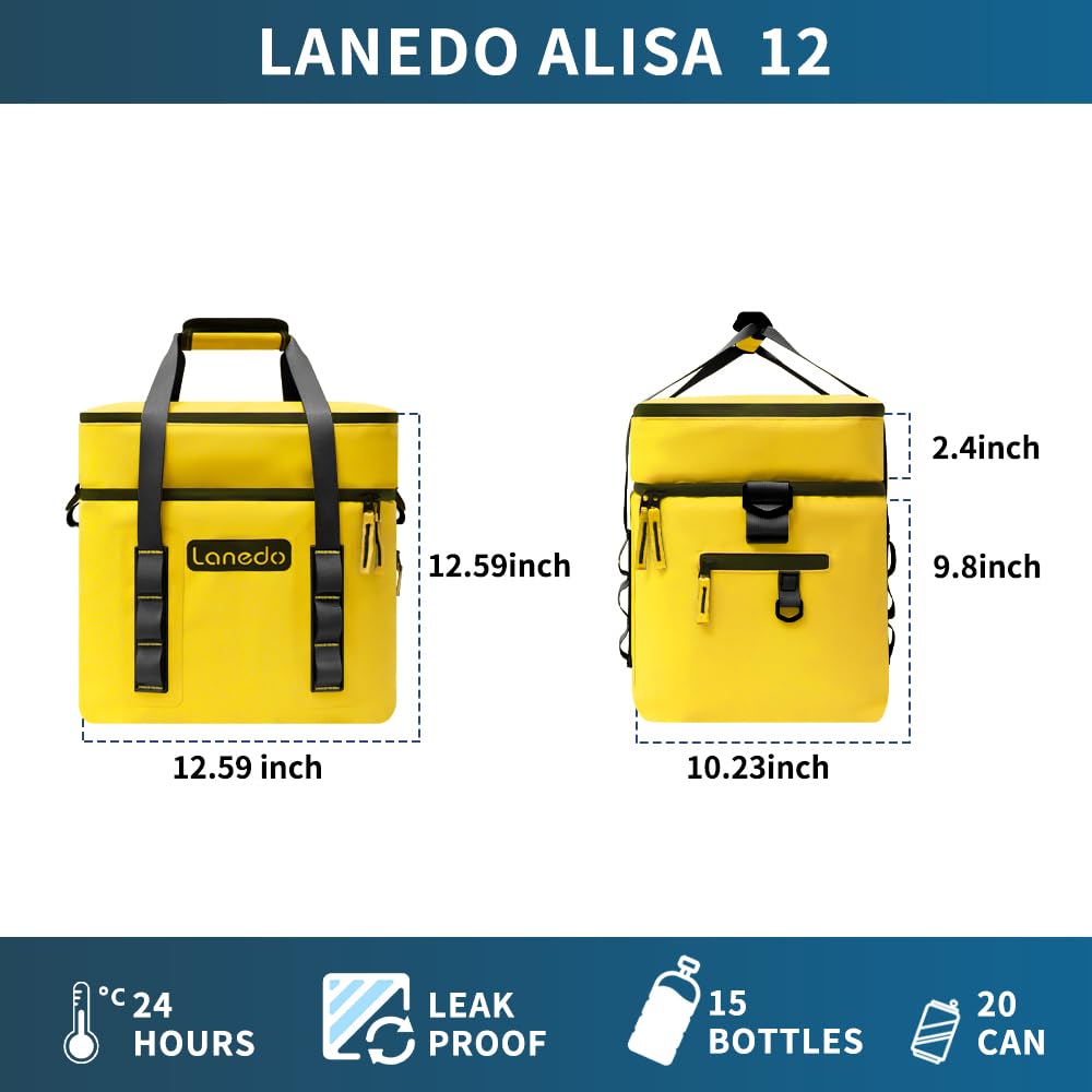 Lanedo Lunch Soft Cooler 20 Can, Soft Carrying Handle Insulated Bag Portable Ice Chest Box For Lunch, Beach, Drink, Beverage, Tr