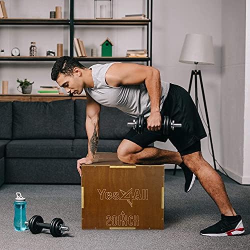 Yes4All 3 In 1 Wooden Plyo Box, Plyometric Box For Home Gym And Outdoor Workouts - Moss Brown - 16 X 14 X 12