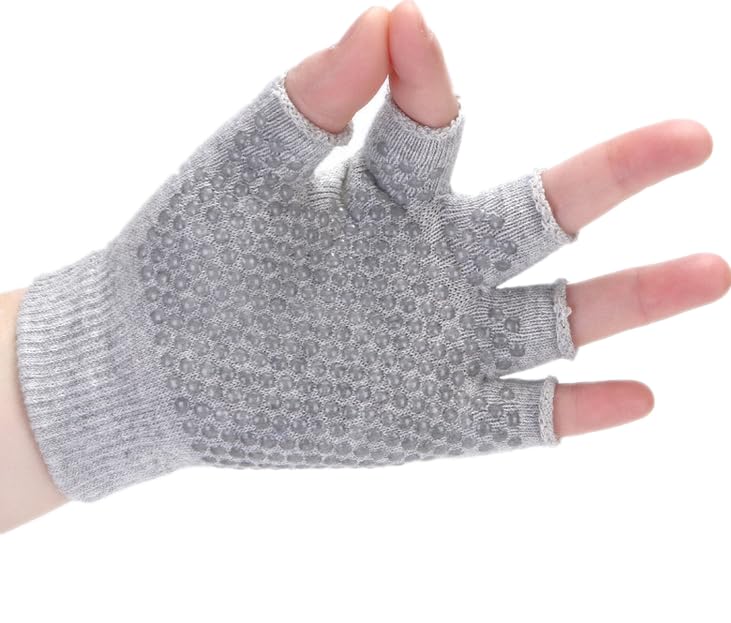 Yl Trd V 2 Packs Of Non Slip Fingerless Yoga Gloves Exercise Gloves Workout Gloves (Transparent Dots)