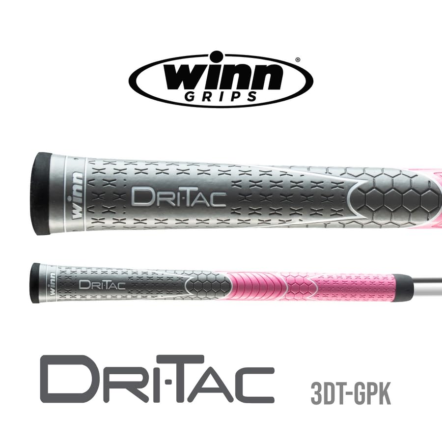 Winn Grips Dri-Tac 13 Piece Ladies/Men'S Undersize (-1/32'') Dark Gray/Pink Golf Grip Bundle