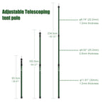 Hikeman Telescoping Tarp Poles Portable Aluminum Tent Poles Replacement Adjustable Car Awning Accessories For Camping Shelter Be