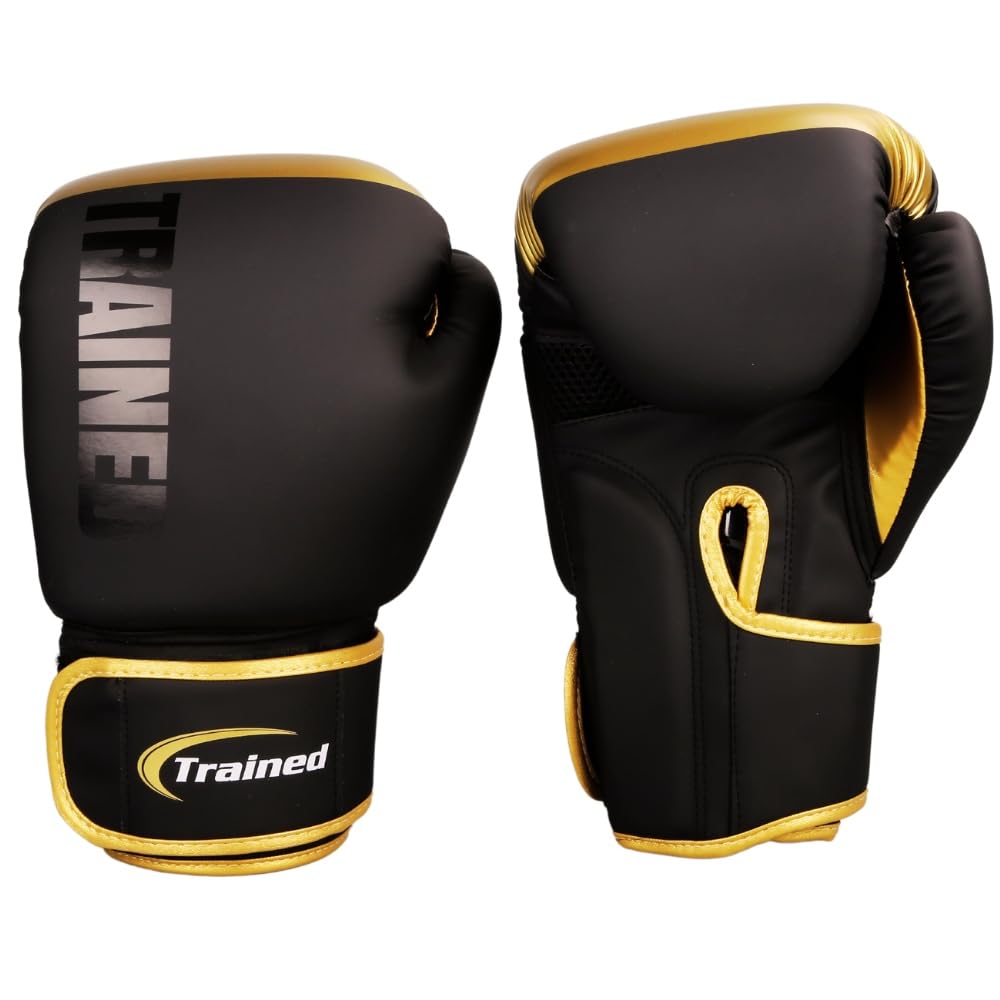 Trained Boxing Gloves 10Oz (Gold & Black)