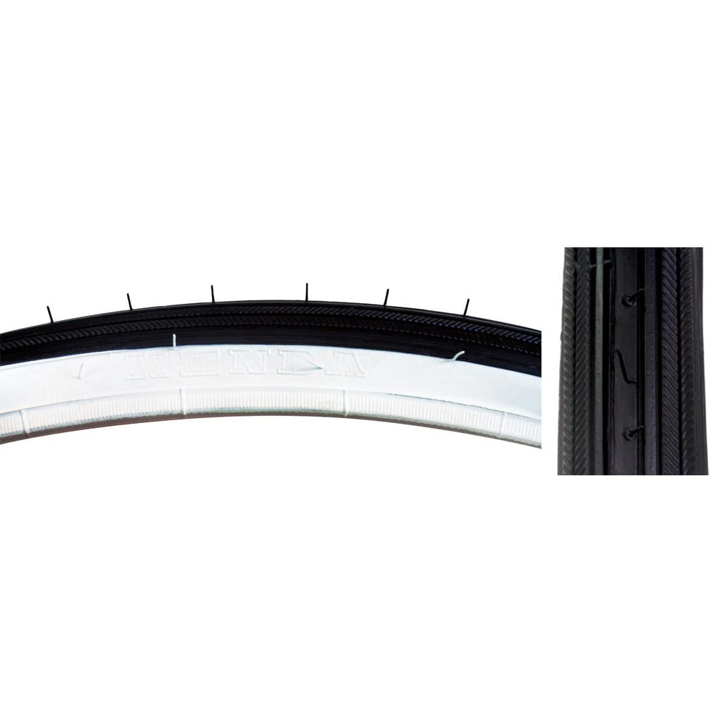 Kenda K34 27 X 1-1/4'' White Wall Road Bike Tires, Wire Bead - Pair (2 Tires)