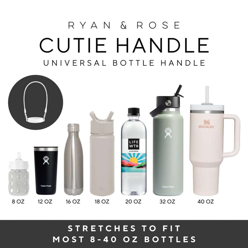 Ryan & Rose Water Bottle Handle - Silicone Water Bottle Sling, Carrier, Holder With Strap Compatible Stanley Cup Accessories (Fl