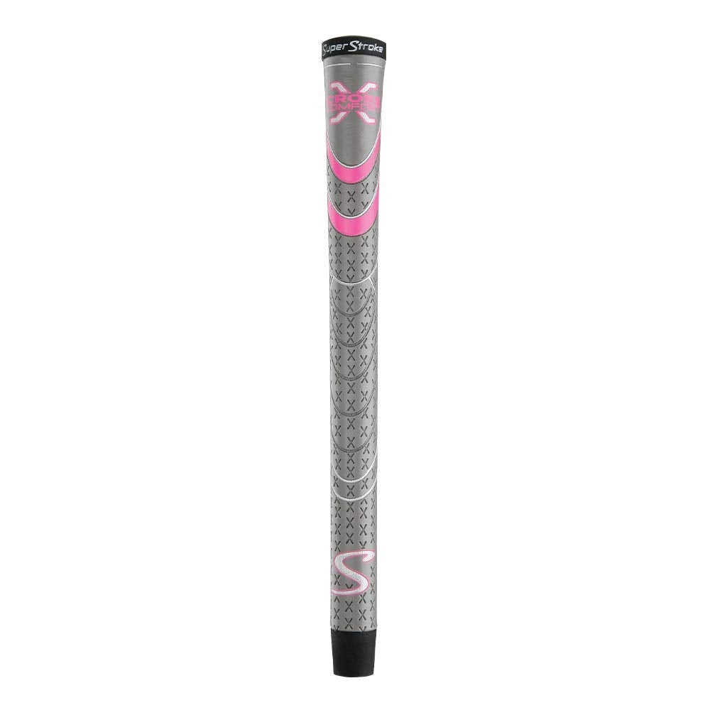 Superstroke Cross Comfort Golf Club Grip, Gray/Pink (Undersize)  Soft & Tacky Polyurethane That Boosts Traction  X-Style Surface