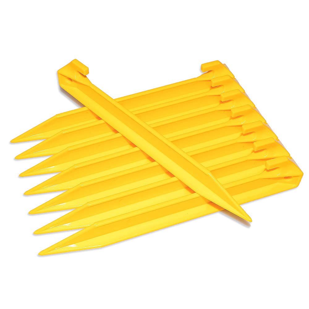 Hikemax 10 Pack Plastic Tent Stakes - 9 Inch Heavy Duty Beach Tent Pegs Canopy Stakes - Essential Gear For Camping, Backpacking,