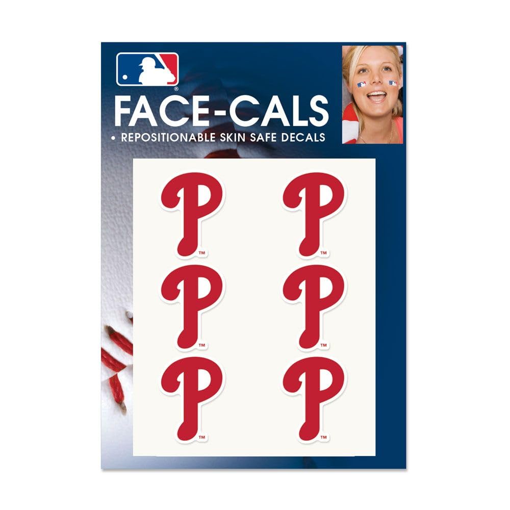 Wincraft Mlb Philadelphia Phillies Face Tattoos, Team Colors, One Size
