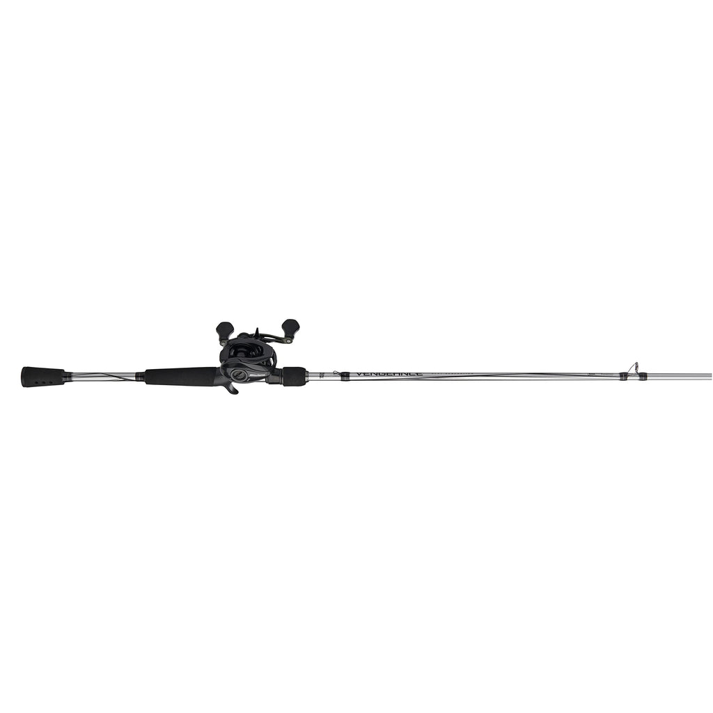 Abu Garcia Vengeance Low Profile Baitcast Reel And Fishing Rod Combo, Gray/Black, 7' - Medium Heavy - 1Pc