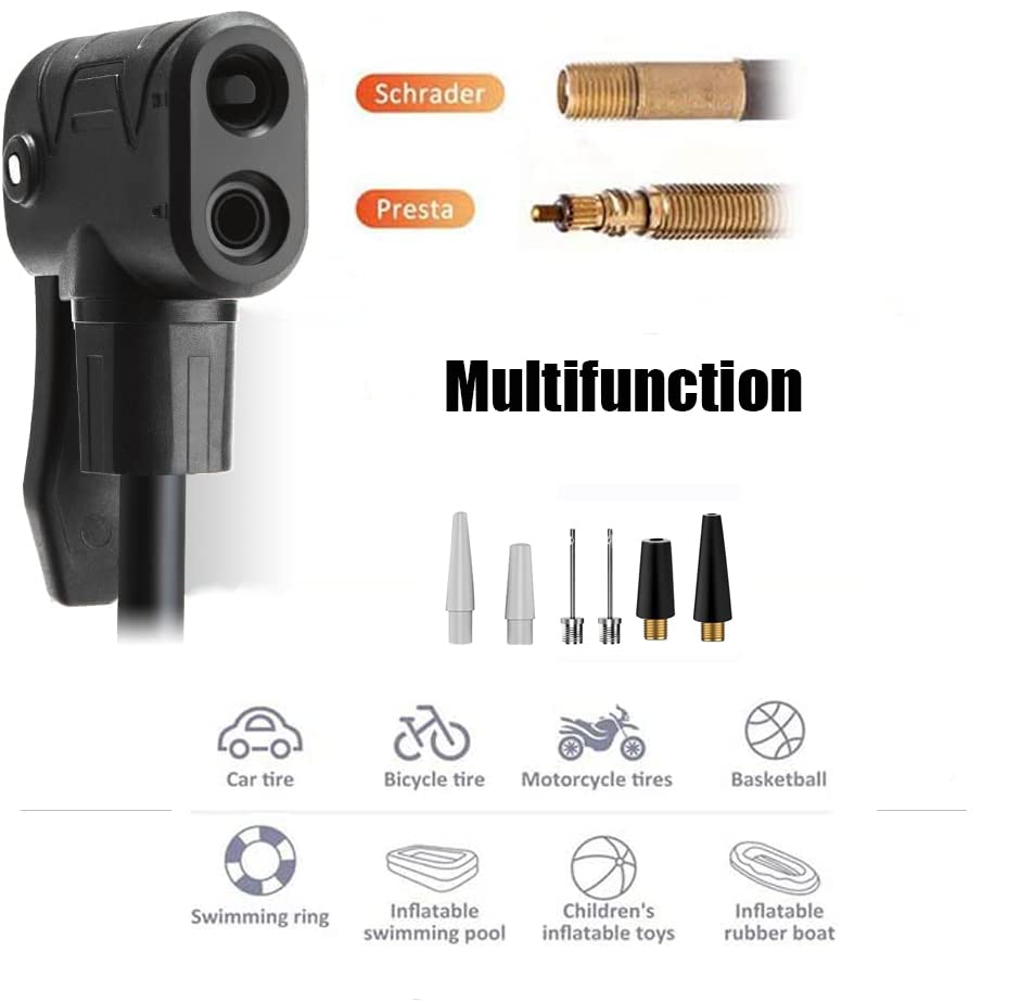 Clolop Bike Floor Pump Bike Pump High Pressure 160 Psi,Bicycle Pump With Air Ball Pump Inflator Fits Schrader And Presta Valve