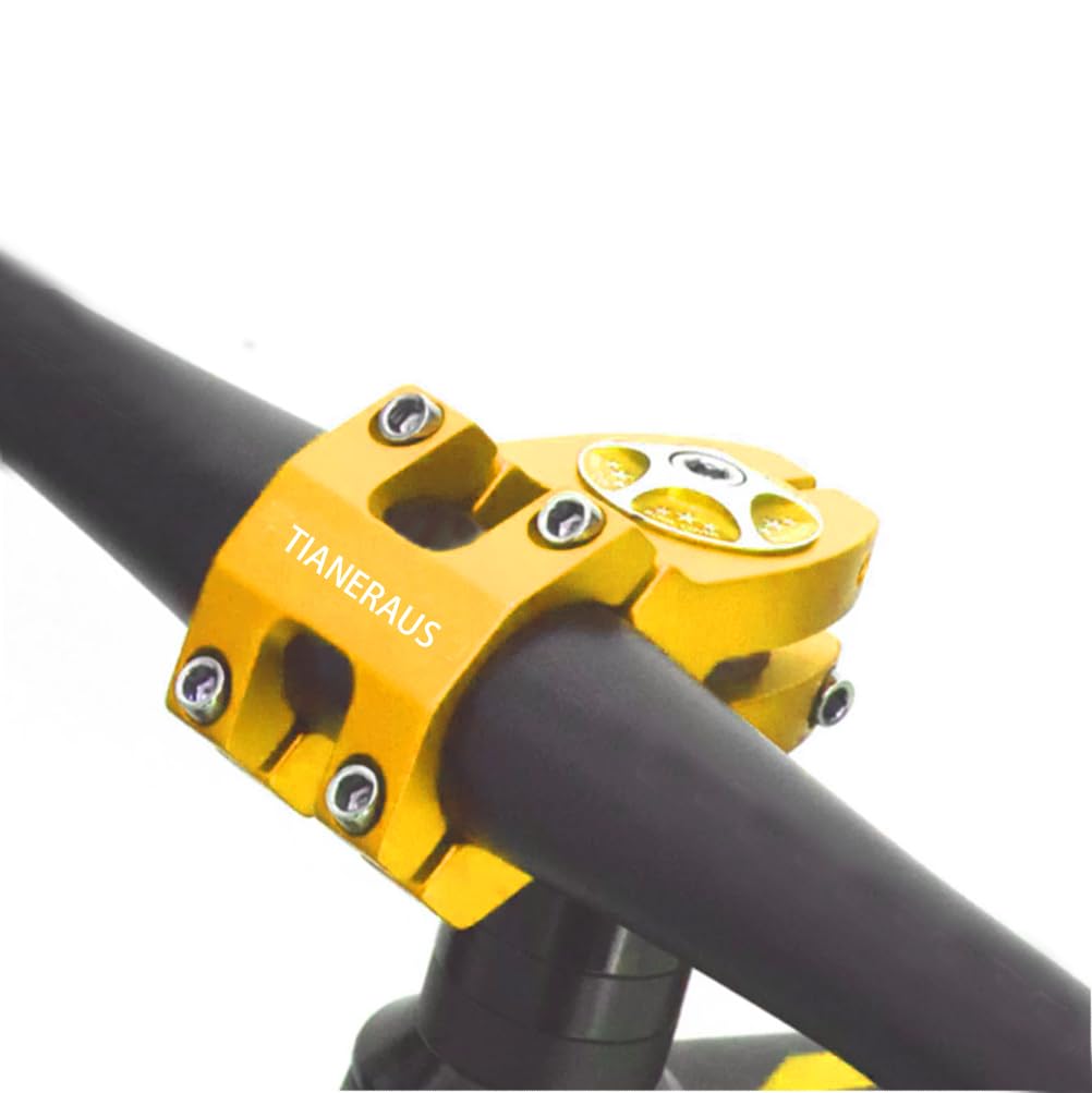 Tianeraus Bike Stem 45Mm Short Bicycle Stem Handlebar Riser Extender For Road Bike, Mountain Bike, Mtb, Bmx, Cycling (Gold)