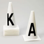 Ovation A, B, C, E, F, H, K, M Equestrian Sport Durable On-Set White Dressage Cones With Contrast Black Letters Set Of 8