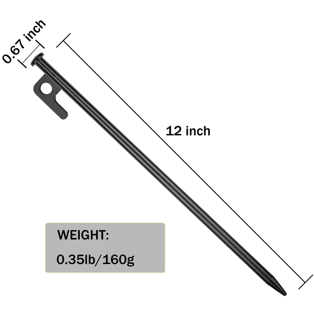8 Pack Tent Stakes Heavy Duty 12 Inch Steel Tent Pegs For Camping Unbreakable And Inflexible
