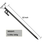 8 Pack Tent Stakes Heavy Duty 12 Inch Steel Tent Pegs For Camping Unbreakable And Inflexible