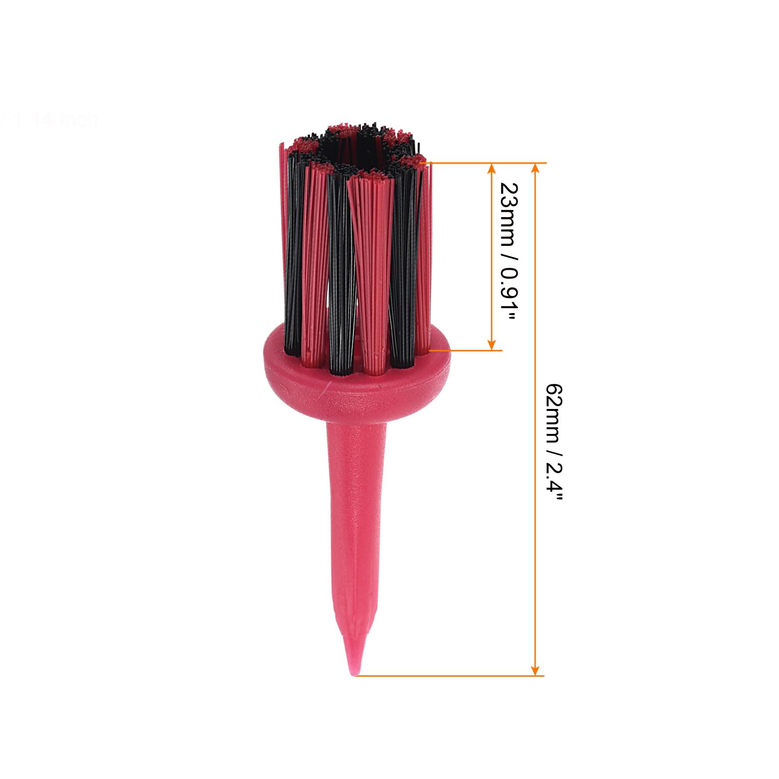 Patikil Golf Tee Brush Top 2 Inch, 12 Pack Unbreakable Plastic Golfing Tees Low Friction Resistance For Men And Women, Red