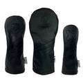 Sunfish Leather Golf Headcover Set 1-3-X Driver Fairway Hybrid Black On Black Murdered Out