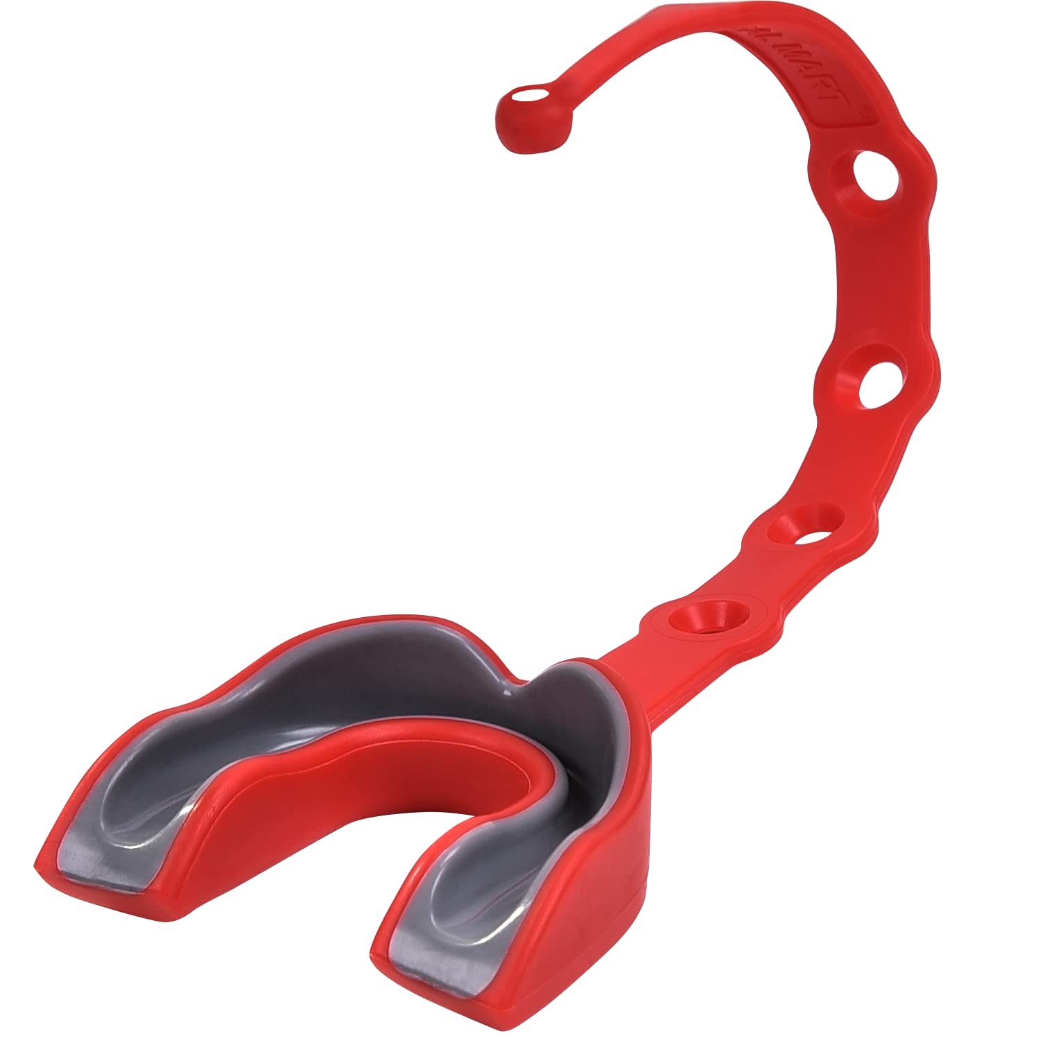 Oral Mart Red/Gray Strapped Youth Mouth Guard For Kids - Sports Mouthguard With Strap For Football, Ice Hockey, Lacrosse, Taekwo