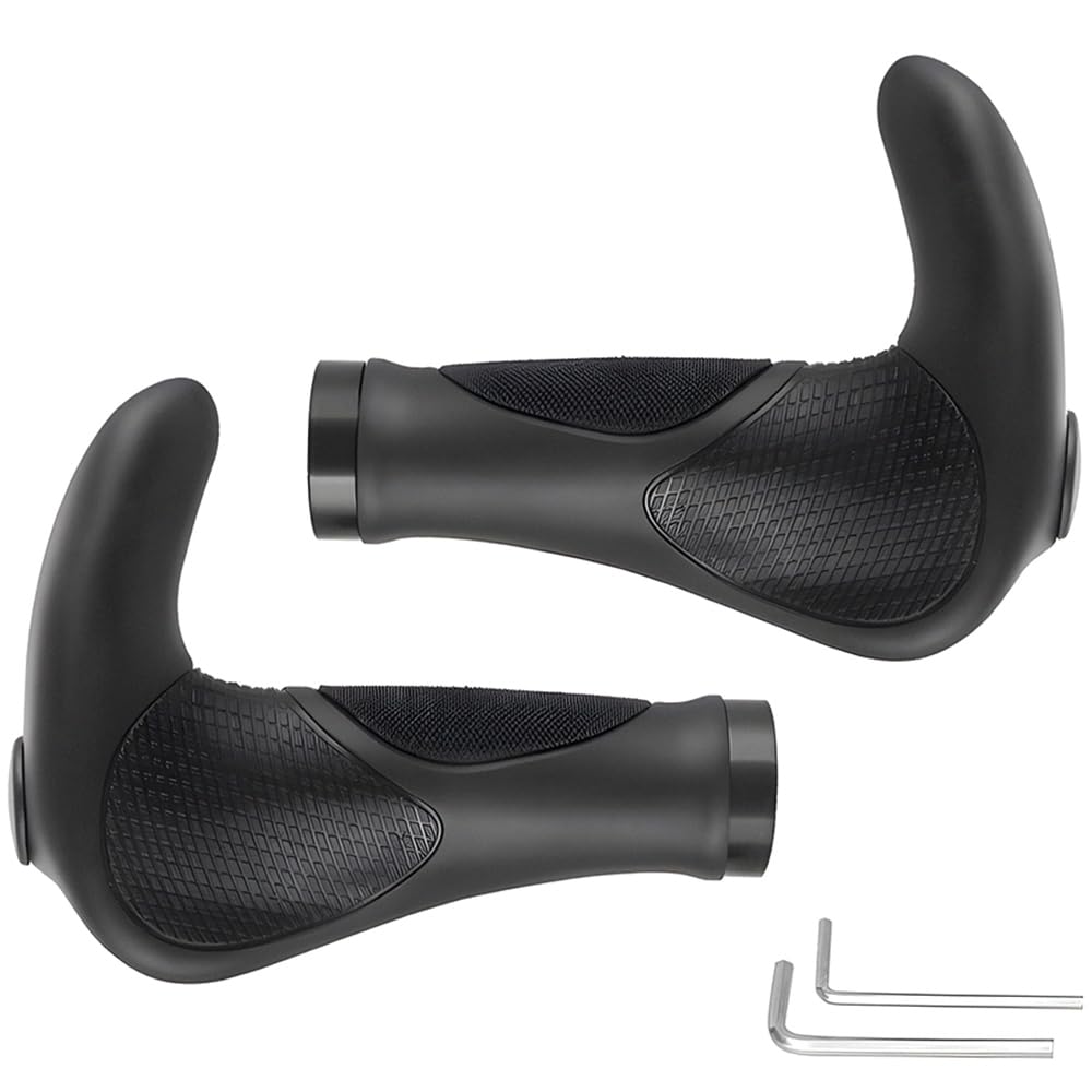 Bike Handlebar Grips, Soft Gel Inserts Shock Resistance Ergonomics Comfort Design,for MTB Bicycle Mountain Bike Grip (Horns-Blac