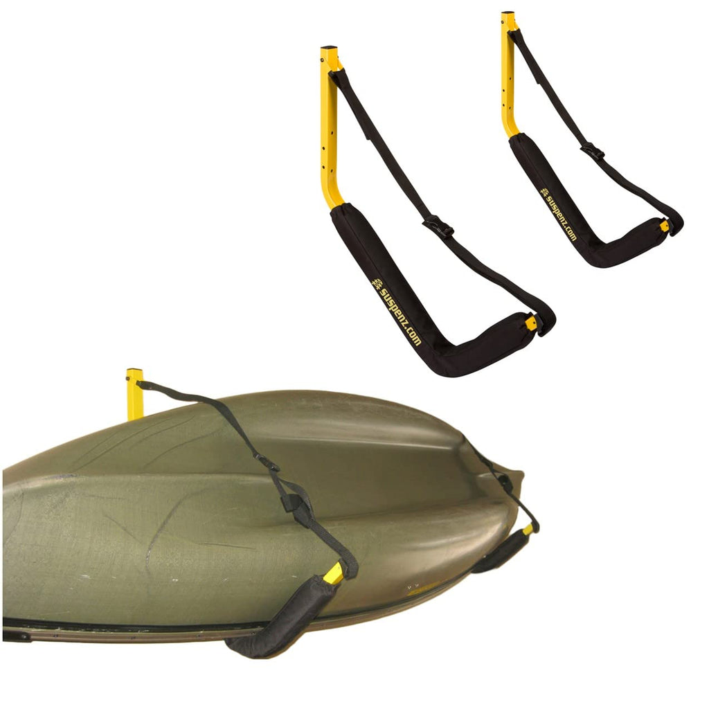 Suspenz Kayak Storage Rack, Big Ez Padded Wall Hangers/Hooks For Kayaks And Canoes, Indoor & Outdoor Wall Mounts, Powder-Coated 