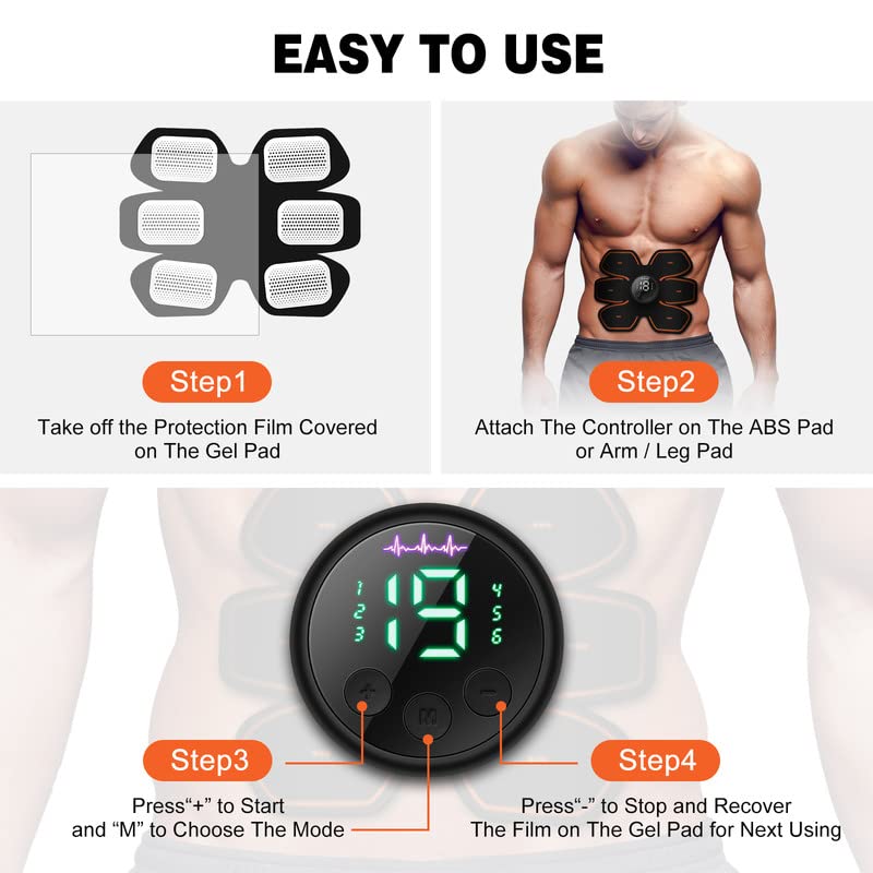 Cepignoly Joinpital Abs Stimulator Workout Equipment, Ab Machine Usb Rechargeable Gear For Abdomen/Arm/Leg, Strength Training Eq